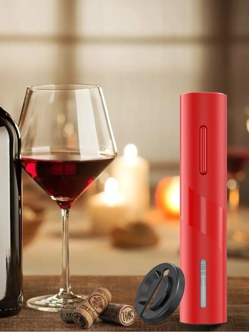 Electric Wine Bottle Opener with Foil Cutter, Automatic Corkscrew